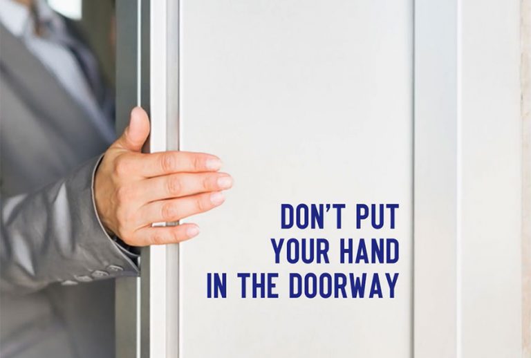 Don’t put your hand in the doorway, use the buttons